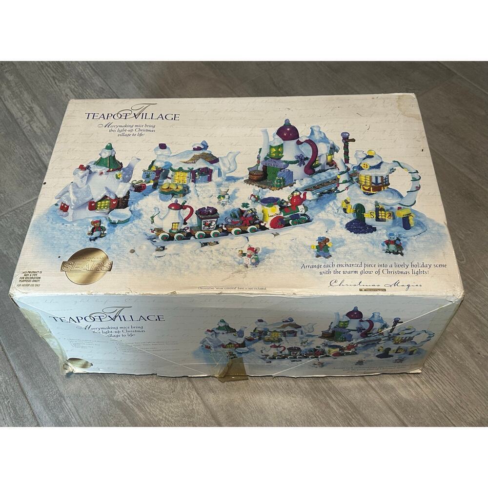 Lighted Christmas Teapot Village 1998 Trendmasters Sears Mice Train Read - Picture 5 of 5